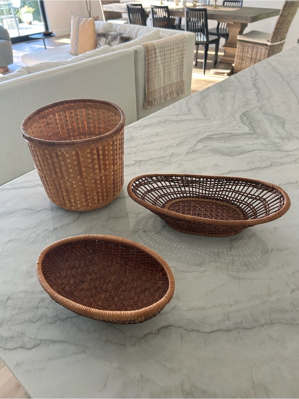 VINTAGE Woven Basket Trio in Brown